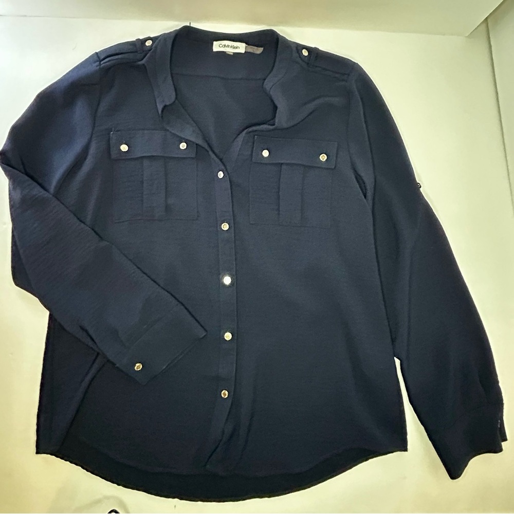 Calvin Klein Navy Button-Up Shirt